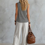 Sporty Retro Gray Wide-leg Pants