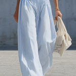 Stylish Casual Blue Striped Pants