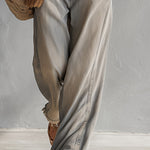 Retro Casual Distressed Gray-Blue Raw Hem Denim Jumpsuit