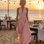 Bohemian West Resort Elegant Sleeveless Cotton Linen Dress