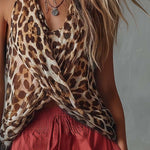 Personality Versatile Retro V-Neck Leopard Print Chiffon Top