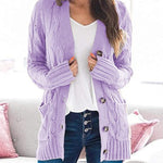 Plain Twist Button Cardigan Sweater