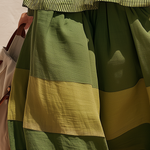 Retro-style Vacation Color-blocked Cotton And Linen Wide-leg Pants