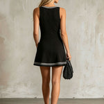 Black Color-blocked V-neck Sleeveless Mini Dress