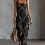 Victorina | Black and Camel Geometric Dress