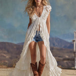 Elowen Lace Boho Maxi Duster Dress Ethereal Desert Goddess Statement Style