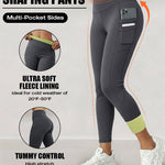 Winter Warm High Waisted Workout Athletic Leggings Tummy Control Butt Lifting Ultra Soft Thermal Lined Yoga Pants Women's Sportswear with Stacked Slit Pockets On Side