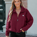 Stand Collar Zipper Design Casual Sweatshirt