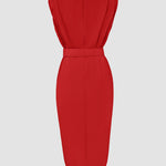 Round Neck Sleeveless Waist Ruched Slit Dress