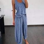 Women's 2 Piece Set U-Neck Tank Top and Straight Leg Pants Casual Loungewear