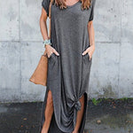 Floral Puff Sleeve Dress Elastic Waist Open Back Casual Dresses Side Split Midi Flowy Dresses