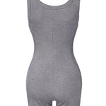 Ribbed U-Neck Yoga Romper Workout One Piece Seamless Tank Top Jumpsuit