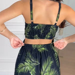 Women's Tropical Print Ruffle Hem Maxi Dress Sexy Cutout Adjustable Strap Slit Beach Vacation Dress