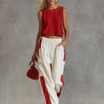 Casual & Stylish White Cargo  Cotton-Linen Pants