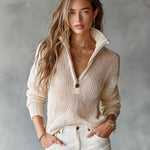 Monica™ | Elegant Half-Zip Knit Sweater