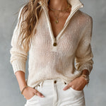 Monica™ | Elegant Half-Zip Knit Sweater