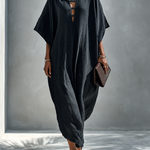 Gabriella | Elegant Black Maxi Dress With Deep V-Neck And Slit