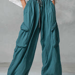 Vintage-style Boho White Shirt And Teal Utility Trousers Cotton-linen Set