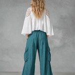 Vintage-style Boho White Cotton-linen Shirt