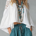 Vintage-style Boho White Cotton-linen Shirt