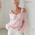 Urban-style Dual-strap Pink Sweater