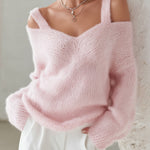 Urban-style Dual-strap Pink Sweater