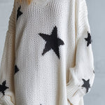 Oversized Star Print Knit Sweater Maxi Dress