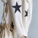 Oversized Star Print Knit Sweater Maxi Dress