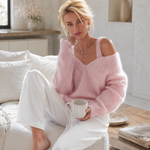 Urban-style Dual-strap Pink Sweater