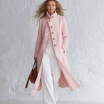 Classic Pink Stand-collar Single-breasted Coat