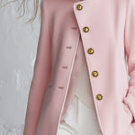 Classic Pink Stand-collar Single-breasted Coat