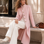 Classic Pink Stand-collar Single-breasted Coat