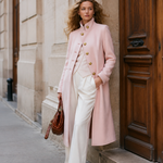 Classic Pink Stand-collar Single-breasted Coat