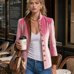 Exquisite Retro Leopard Print Color Blocking Stand-collar Single-breasted Velvet Jacket