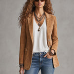 Casual Retro Camel Denim Blazer
