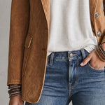 Casual Retro Camel Denim Blazer