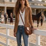 Casual Retro Camel Denim Blazer