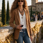 Casual Retro Camel Denim Blazer