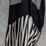Casual Minimalist Black Cotton Patchwork-style Striped Oversized Maxi Dress
