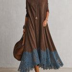 Milly | Lace-Hem Suede Maxi Dress