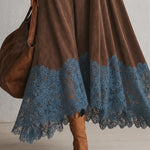 Milly | Lace-Hem Suede Maxi Dress