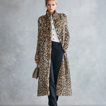 Premium Faux Short-Pile Leopard Print Stand-Collar Coat
