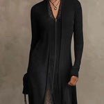 Ribbed Knit Lace Patch Maxi Dress