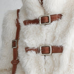 Luxurious White Stand-collar Faux-fur Short Coat
