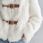 Luxurious White Stand-collar Faux-fur Short Coat