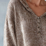 Stylish Loose-Fit Speckled Brown Hooded Sweater