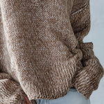 Stylish Loose-Fit Speckled Brown Hooded Sweater