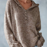Stylish Loose-Fit Speckled Brown Hooded Sweater