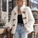 Luxurious White Stand-collar Faux-fur Short Coat