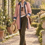 Casual Retro Pink Fleece Denim Patchwork Mid-length Coat